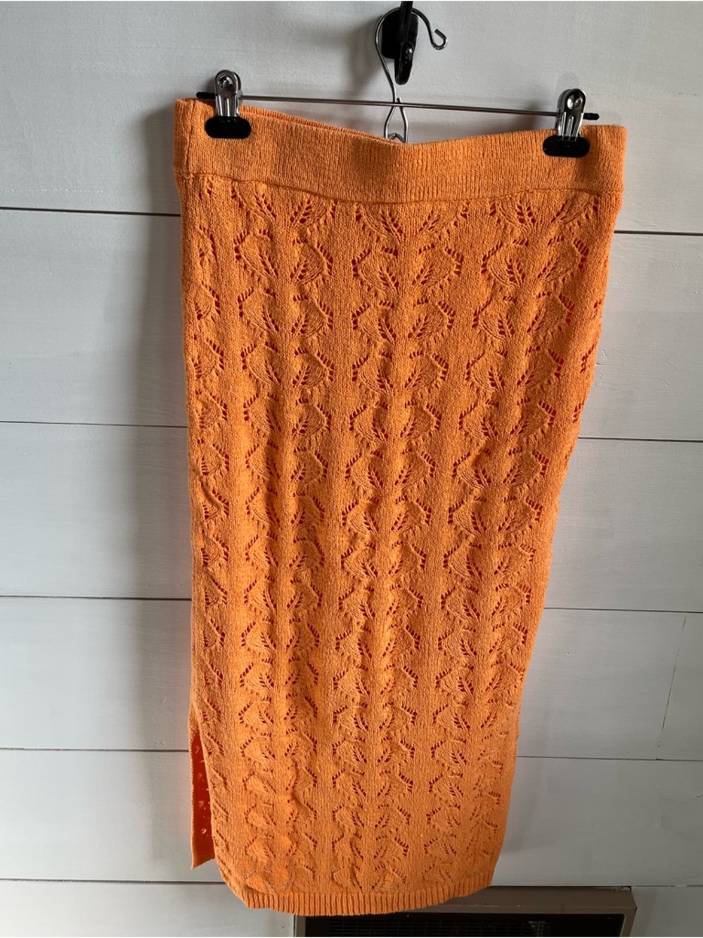 NWT Addition Elle Orange Knit Midi Skirt - Textured Lace Pattern